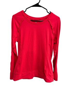 Womens Red Stretch Long-Sleeve Activewear Top Size Large Gorpcore Athleisure